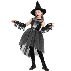 BAIGE Halloween Girls 'RAVEN WITCH Performance Wear Gothic Style Crow Costume con falda hinchada Black Pompous Dovetail Dress - Product Image 2