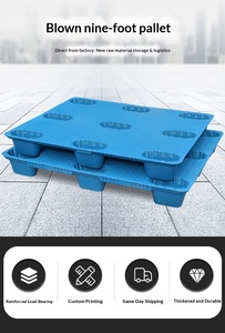 Palet de Plástico Europeo de Nueve Patas, Resistente y Duradero, Moldeado por Soplado, de 1100*1100*140 mm, para Estanterías de Palets - Product Image 5