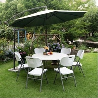 Heavy Duty 60 Pouces 10 Personnes En Plein Air Pliable Top Banquet En Plastique Blanc Table Pliante Ronde