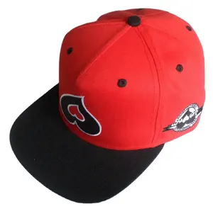 定制100% 纯棉两色5面板皮革表带帽子运动棒球带顶部纽扣帽