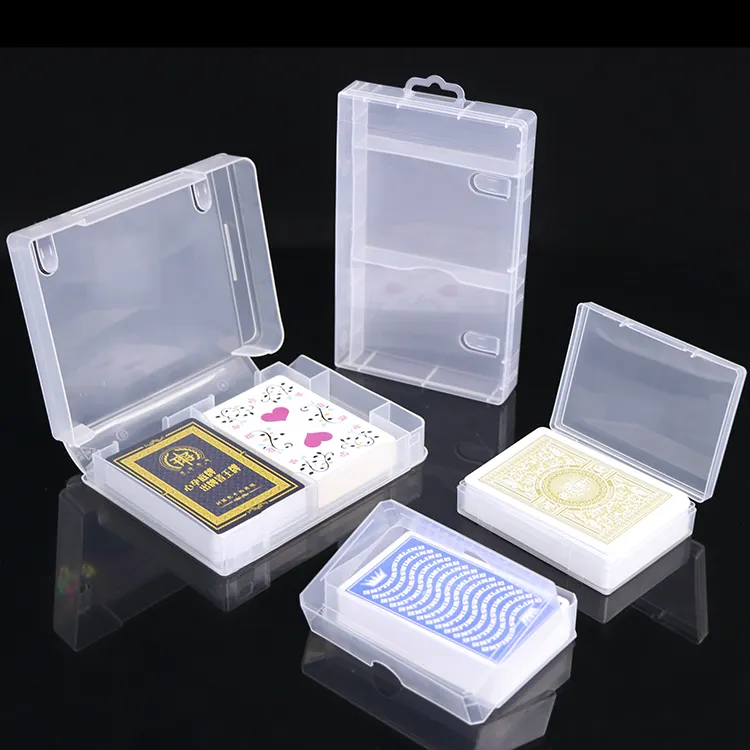 Yuzmei Plastic Pokerset Speeldoos Spel Leren Kaart Case Waterdichte Roterende Kaart Deck Lade Clear Tray Trading Card Deck Box