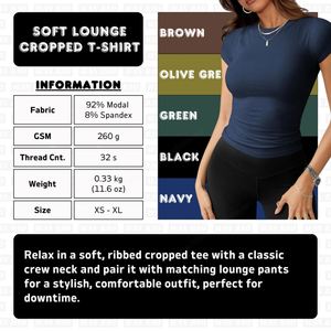 T-shirt court ajusté pour femme, personnalisé, noir, en modal écologique, respirant, col rond, séchage rapide, compressé, par fabricant OEM - Product Image 2