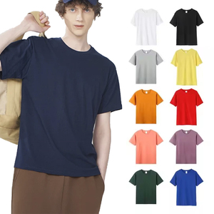 Camiseta Casual de Verano para Hombre, Talla Grande, 100% Algodón, Cuello Redondo, 300g, Transpirable, Lisa, Estilo Urbano - Product Image 1