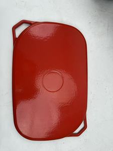 Plaque de cuisson en <span class=keywords><strong>fonte</strong></span> <span class=keywords><strong>émaillée</strong></span> à deux poignées, antiadhésive et côtelée, pour barbecue domestique et cuisson de steaks – Vente en gros usine - Product Image 3