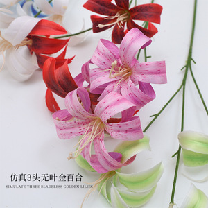 Bouquet de lys artificiels Gloriosa 30cm-100cm, fleurs en soie plastique pour décoration de mariage et d'hôtel - Product Image 2