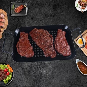 Offre Spéciale BBQ Grill Four Charbon De Bois Grill Alimentaire Pan En Acier Au Carbone Plateau Alimentaire Casseroles Antiadhésif <span class=keywords><strong>Plaque</strong></span> <span class=keywords><strong>Friteuse</strong></span> Rôti Plat De Cuisson pour Barbecue - Product Image 6