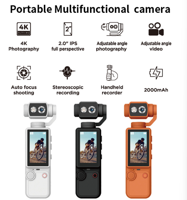 Ultra HD Action Camera Waterproof Anti Shake Portable Handheld Sports Cam for Cycling Diving Skiing Outdoor Travel Vlog Record