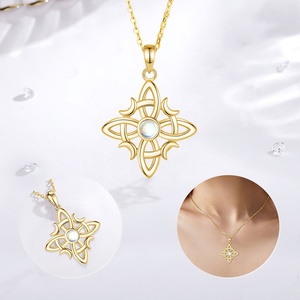 Collar con Colgante <span class=keywords><strong>de</strong></span> Plata <span class=keywords><strong>de</strong></span> Ley 925 con Diseño <span class=keywords><strong>de</strong></span> Nudo Wicca, Chapado en Oro Vermeil <span class=keywords><strong>de</strong></span> 18K con <span class=keywords><strong>Piedra</strong></span> Lunar - Product Image 2