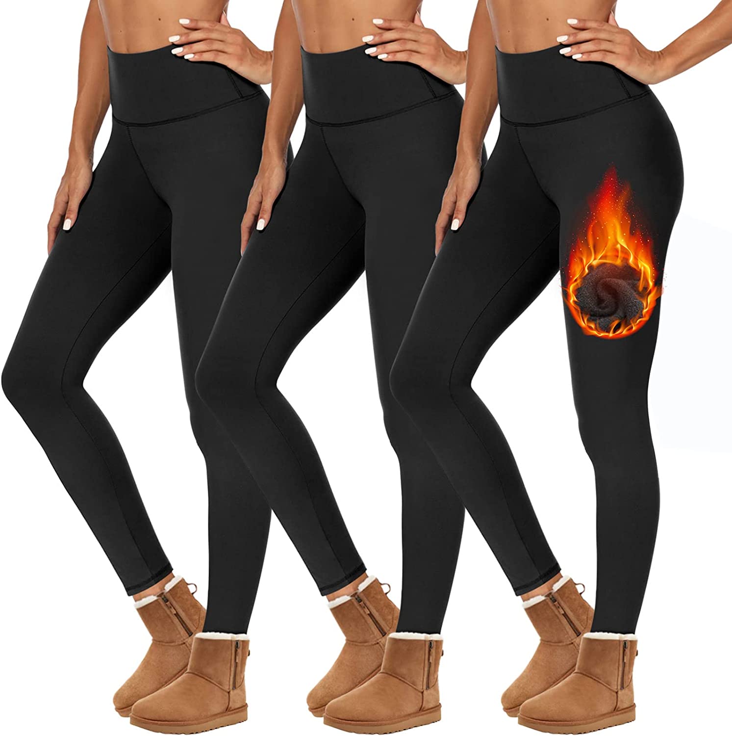 Calça legging com forro de lã para mulheres, calça de cintura alta para inverno, casual, térmica, para treino