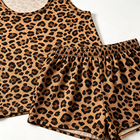 Ensemble pyjama short et débardeur sans manches imprimé léopard pour femme, en mélange de coton, grande taille, doux et extensible, vêtements de détente personnalisés
