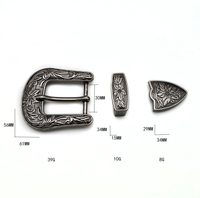 Langming Boucle à ardillon trois pièces rétro en alliage, finition argent antique, avec logo personnalisé, plaquée et imprimée par transfert thermique, motif fleur de Tang Grass