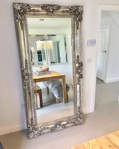 Alto adornado piso tallado más delgado Louis espejo francés espejo de la decoración del hogar
