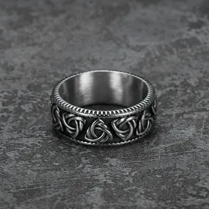 Anillo de plata de acero inoxidable 316 para hombre, joyería para hombre, banda redonda, nudo celta, anillo de titanio para hombre