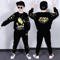 Ensemble de vêtements pour garçons d'automne : T-shirt et pantalon long, vêtements décontractés en coton pour enfants, ensemble de survêtement pour adolescents
