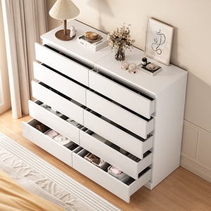 Armoire de rangement moderne minimaliste en MDF blanc pour chambre à coucher et salon, armoire à tiroirs murale avec six tiroirs - Product Image 1