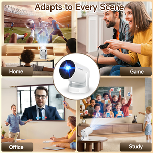 Proyector HY300 Pro+ 2025 720P 290 ANSI Android 14 con Soporte 8K, Corrección Trapezoidal Automática, Enfoque Manual, BT/WiFi, Air Mouse, <span class=keywords><strong>Cine</strong></span> <span class=keywords><strong>en</strong></span> Casa Portátil - Product Image 4