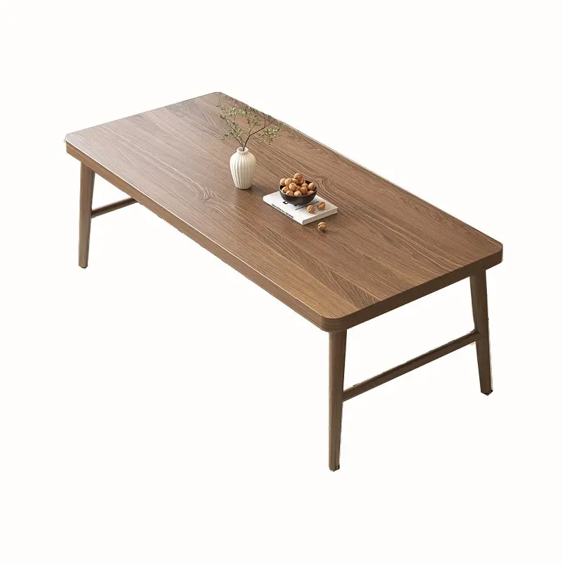 1.6 Meters Dining Table For Household Solid Wood Walnut Ribbon Embedded In Rotary Rectangular Table Northern Europe Large Table