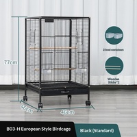Cage à oiseaux en gros facile à nettoyer avec support roulant, cage à perroquet avec plateau de jeu, grande cage métallique pour perroquet Quaker, conure, perruche lovebird