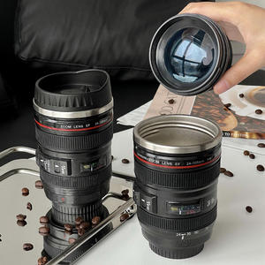 Tasses à lentille DSLR personnalisées Tasses à café à eau pour <span class=keywords><strong>objectif</strong></span> de caméra de voyage isolées en acier inoxydable à double paroi - Product Image 3