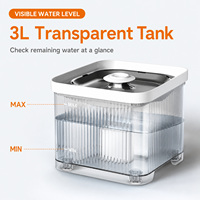 Fontaine à eau intelligente pour animaux de compagnie OEM ODM 3L WiFi avec contrôle par application, triple filtration, en acier inoxydable pour chats et chiens