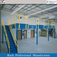 Plateforme de mezzanine en acier à 2 niveaux durable et personnalisée avec revêtement en poudre pour le stockage en entrepôt industriel
