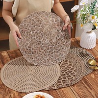 Sous-plat rond en jute tissé résistant à la chaleur, dessous de plat anti-brûlure, résistant aux hautes températures, tapis de décoration de table pour table à manger