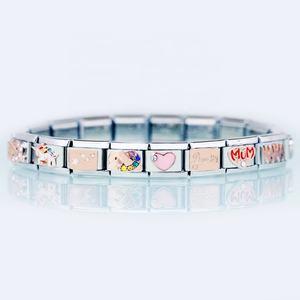 Eslabones clásicos de acero inoxidable, 9MM, placa de oro rosa, nudo, corazón, amor, muñeca, madre, <span class=keywords><strong>hija</strong></span>, brazalete, abalorio italiano - Product Image 4