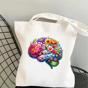 <span class=keywords><strong>Bolsa</strong></span> <span class=keywords><strong>de</strong></span> Mano <span class=keywords><strong>de</strong></span> Lona con Estampado Floral <span class=keywords><strong>de</strong></span> Salud Mental, <span class=keywords><strong>Bolsa</strong></span> <span class=keywords><strong>de</strong></span> Hombro con Diseño <span class=keywords><strong>de</strong></span> Arte Psicológico y Terapéutico, Bolso <span class=keywords><strong>de</strong></span> Compras Diario Ecológico Informal - Product Image 2