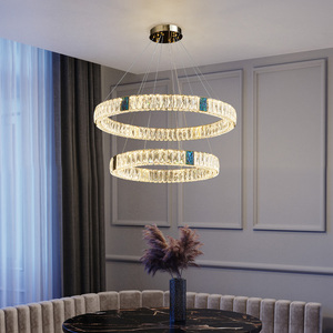 新款豪华吊灯发光二极管水晶吊灯灯具楼梯灯金色抛光不锈钢大堂110V/220V Winfordo - Product Image 3