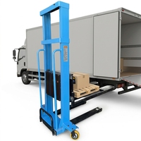 Apilador de Palés con Batería de Iones de Litio, 4WD, Capacidad de 1 Tonelada, Montacargas Eléctrico Manual Portátil, Eléctrico Lateral