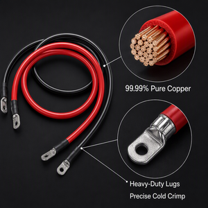 Kabel Inverter Baterai Tembaga Murni Profesional 2 AWG Merah Hitam Inti Tunggal dengan Lugs untuk Solar RV Otomotif - Product Image 2