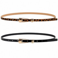 Ceinture fine en similicuir imprimé léopard pour femme avec boucle ardillon en alliage, idéale pour robe, pull, costume, bureau, élégante