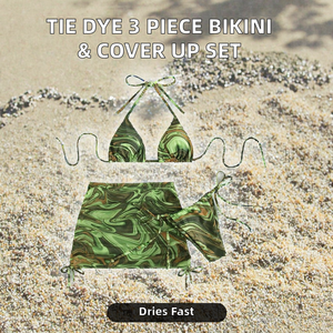 2024 Tie Dye Printthree 3 Piece Eco-Friendly <b>Plus</b> <b>Size</b> Floral Gradient Swimdress Tankinis <b>Bikini</b> <b>Sets</b> Cover Ups Swimsuit - Product Image 2