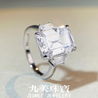 5A CZ Cubique Zircone Émeraude Coupe Trois Pierre Anneau Fine Bijoux En Argent Sterling S925 Classique Style Bande pour Femmes Dames De Mariage