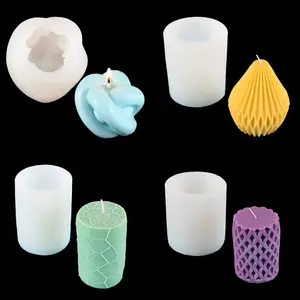 diy aromatherapy plaster fan-shaped knot cylindrical candle resin mold geometric lines pear-shaped candle silicone mold