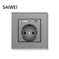 Prise murale standard européenne 86 mm, usage industriel, hôtel, USB type C, classe A, verre trempé, solide, résistant aux hautes températures, décoration