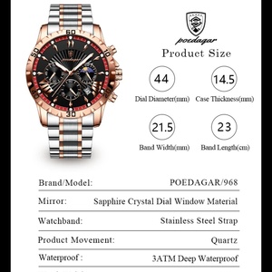 POEDAGAR Nouvelle montre de luxe étanche en acier inoxydable avec calendrier, idéale pour les affaires, la mode et les étudiants - Product Image 6