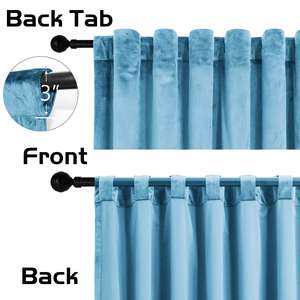 Bindi Modern Elegant <strong>Teal</strong> Silk Velvet Turquoise Thermal Insulated 280gsm Tab Top <strong>Blackout</strong> <strong>Curtains</strong> for Sitting Room All-Season - Product Image 5