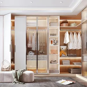 Armário deslizante para quarto de luxo moderno com espelho, preço de fábrica personalizado, estilo árabe