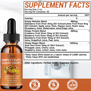 OEM Private Label <span class=keywords><strong>Simply</strong></span> Fruits Vloeibare Supplementen voor Dagelijkse Fruitvoeding, Antioxidanten, Energie & Metabolismeboost - Product Image 2