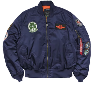 Blouson de travail <span class=keywords><strong>tendance</strong></span> à l'américaine pour hommes, combinaison de course pour le printemps et l'automne, éléments rétro, badge brodé avec fermeture éclair - Product Image 2