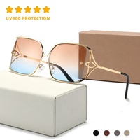Lunettes de soleil de luxe surdimensionnées pour femmes, monture carrée en métal, verres dégradés, personnalisables, de haute qualité, marque OEM