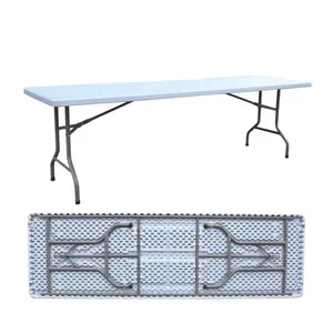 非洲热卖便携式6英尺低价白色户外矩形塑料酒店折叠桌