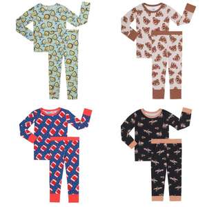 Venta al por mayor niños bebé <span class=keywords><strong>hilo</strong></span> bambú ropa de dormir pijamas niños y niñas niños sólido Plaid Color personalizado impresión niños pijamas <span class=keywords><strong>conjunto</strong></span> - Product Image 2