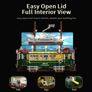 Huiji H1018 2026 NUOVO MOC City Vintage <span class=keywords><strong>Tram</strong></span> Street Scene Modello Scena di Strada Fai da Te Giocattoli Educativi Regalo di Compleanno per Ragazza Set di Costruzioni - Product Image 5