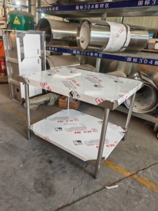 Thép không gỉ hai lớp bàn làm việc với kệ lưu trữ chuẩn bị thực phẩm Countertop cho nhà hàng thanh phòng thí nghiệm khách sạn - Product Image 4
