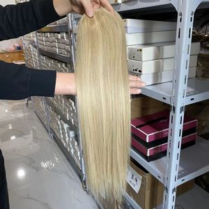 SHY Invisible European Hair Topper for Lace Mono Base 4 <b>Clips</b> 5.5*6.5 Hand-<b>Tied</b> Remy Virgin Human Hair Blonde Women Thinning - Product Image 6