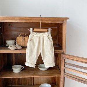 Kışlık Bebek Giysileri Uzun Sıcak Düz Renk Pantolon Yenidoğan Bebek Günlük Unisex Kordonlu Giyim - Product Image 4