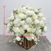 DKB Promotion Exceptionnelle : Grande Composition Florale de 80 cm pour Mariage, Centre de Table en Soie, Boule de Fleurs Artificielles Blanches