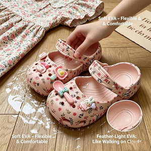 Lindas Sandalias de Playa y Jardín Antideslizantes con Lazo Floral de EVA para Niñas, Zapatos de Agua para Exteriores - Product Image 3